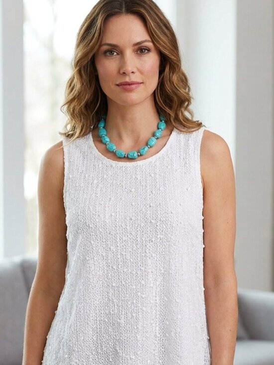 Alfani Tops - Alfani White Sleeveless Crochet Textured Knit Tank Top – Large